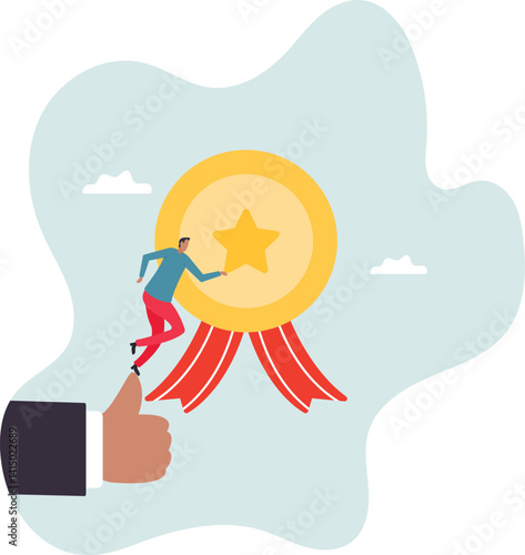 Employee of the month, great manager or success staff winning award,character for design.