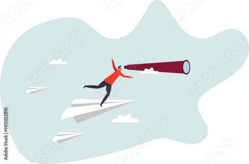 Business vision to see opportunity or strategy, discovery or visionary to look forward .character for design.