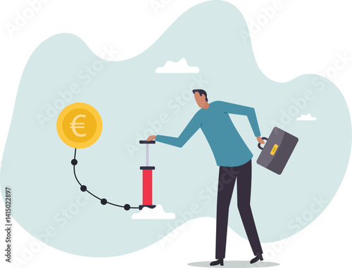 Inflation in Europe causing by energy shortage, interest rate policy to reduce inflation,character for design.