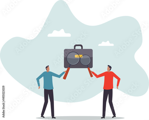 Suspicious or distrust partner, doubtful or pretending, analyzing fake or fraud,character for design.