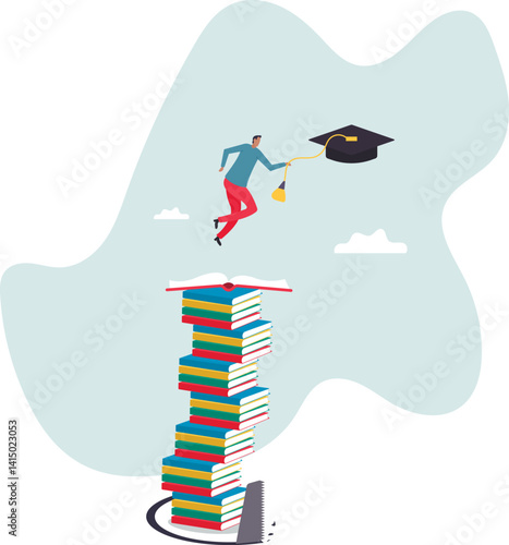 Student loan pitfall, knowledge cost and expense or big debt to pay off for education, high degree ego.character for design.