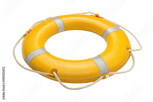 PNG Bright yellow life preserver with rope for safety and rescue
