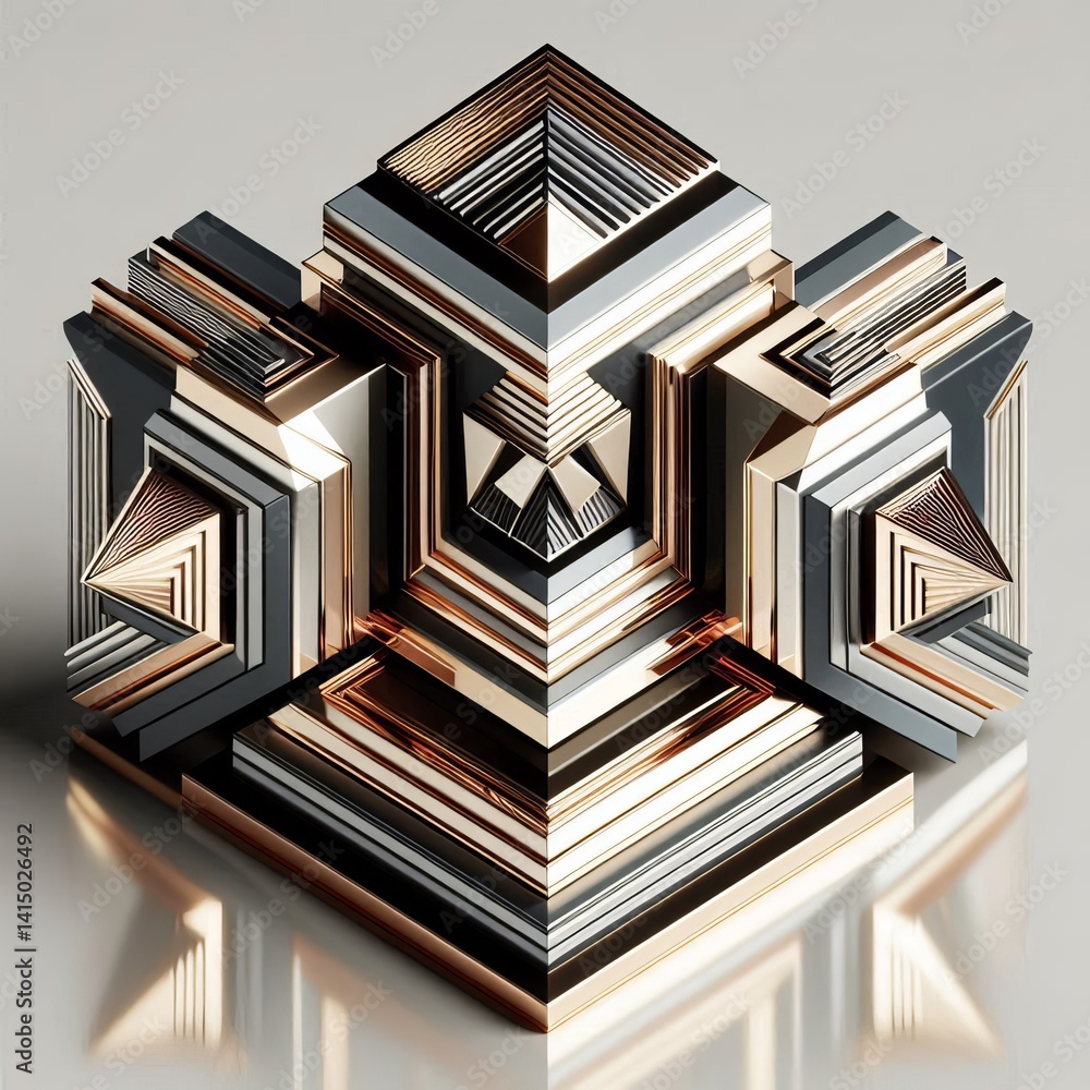 Fototapeta premium Geometric and sculptural reflecting th