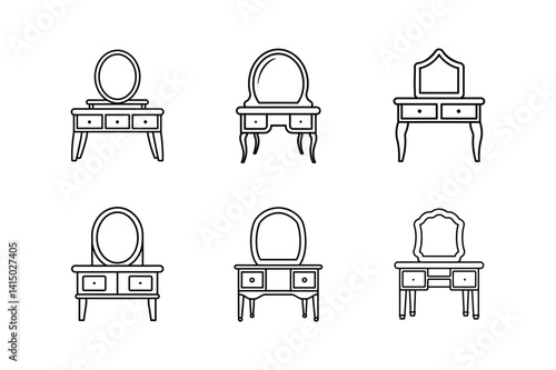 vanity table line art vector illustration