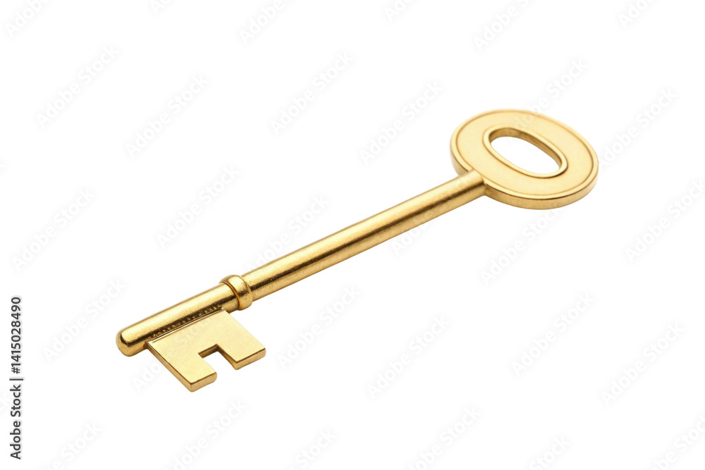 PNG Golden skeleton key on display on white PNG Golden skeleton key on display on white