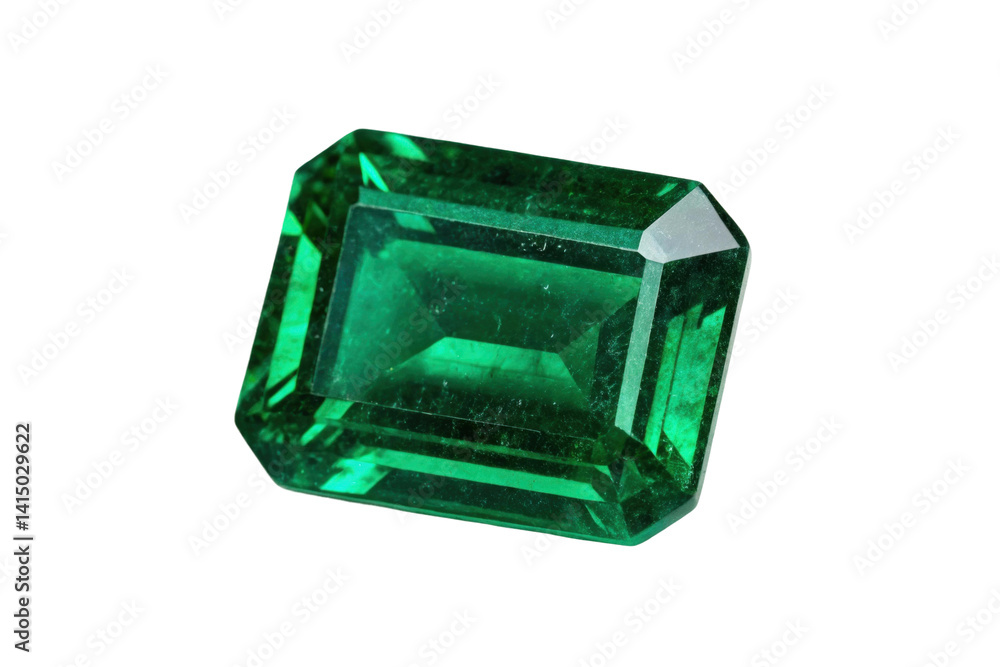 PNG Brilliant green emerald gemstone with faceted cut and reflective surface PNG Brilliant green emerald gemstone with faceted cut and reflective surface