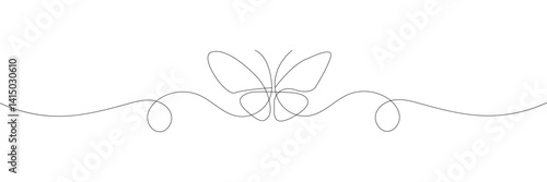 Wallpaper Mural Butterfly in One continuous line drawing. Beautiful flying moth for wellbeing beauty or spa salon logo and divider concept in simple linear style. Editable stroke. Doodle vector illustration .EPS 10 . Torontodigital.ca