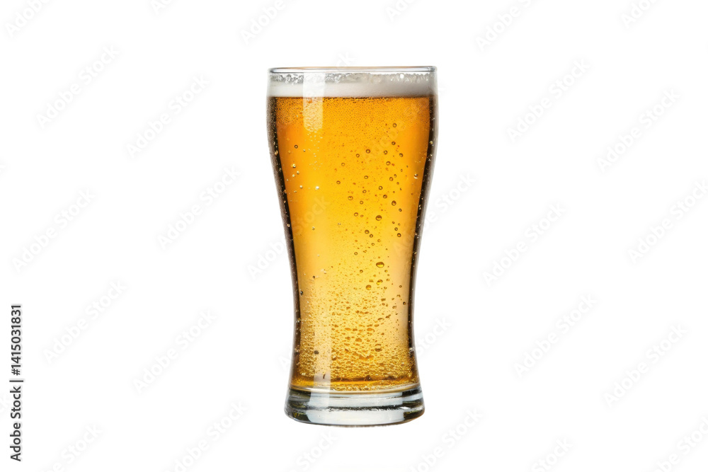PNG Refreshing glass of cold beer with bubbles in a tall clear glass PNG Refreshing glass of cold beer with bubbles in a tall clear glass