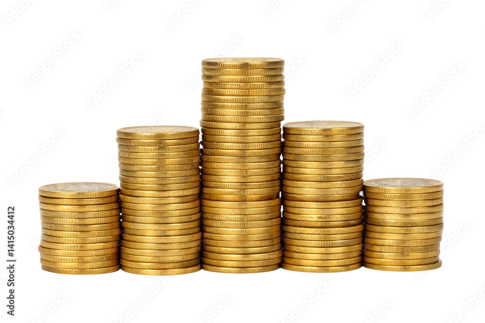 PNG Stack of gold coins in perfectly organized rows and columns PNG Stack of gold coins in perfectly organized rows and columns