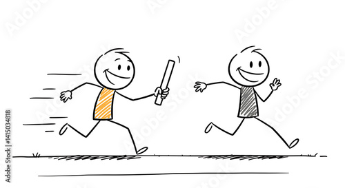Handoff  Successful Teamwork and Relay Race Illustration