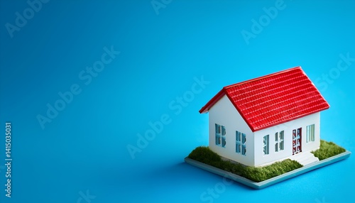 Wallpaper Mural 3d rendered illustration of house on blue background. real estate concept Torontodigital.ca
