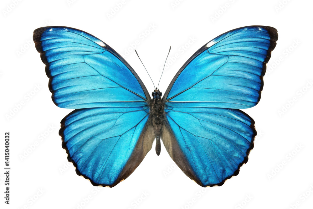 Obraz premium PNG Vivid blue butterfly with outstretched wings and intricate patterns