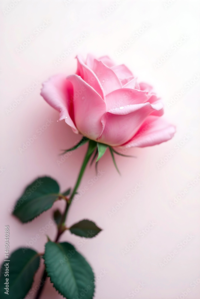 Pink Rose Closeup on White Background – Romantic Floral Minimalism Pink Rose Closeup on White Background – Romantic Floral Minimalism