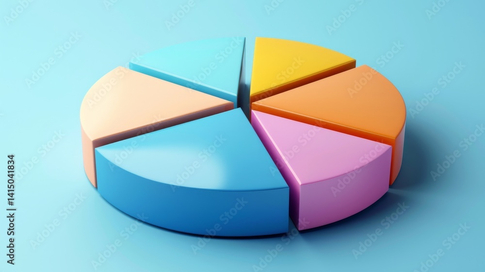 Obraz premium Business dashboard style D pie chart with clean parts and label placeholders
