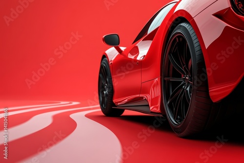 Generic concept of super sport car with stripes background banner with copyspace empty area - Generative AI