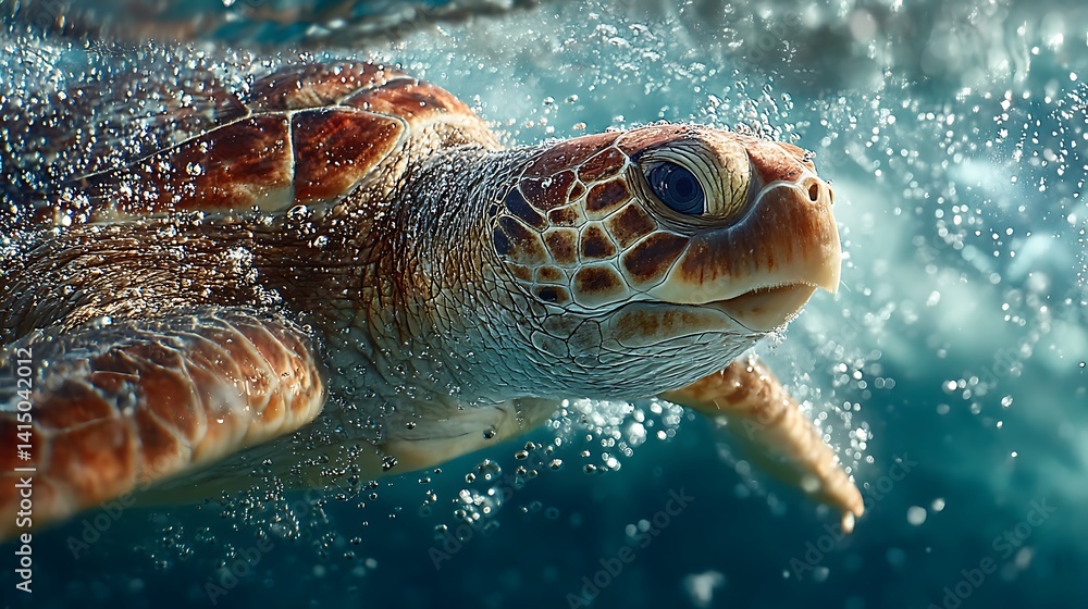 Fototapeta premium Sea Turtle Swimming in Ocean