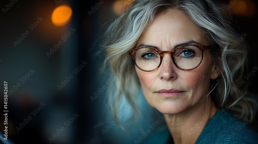 Portrait of a mature woman with thoughtful expression. Portrait of a mature woman with thoughtful expression.