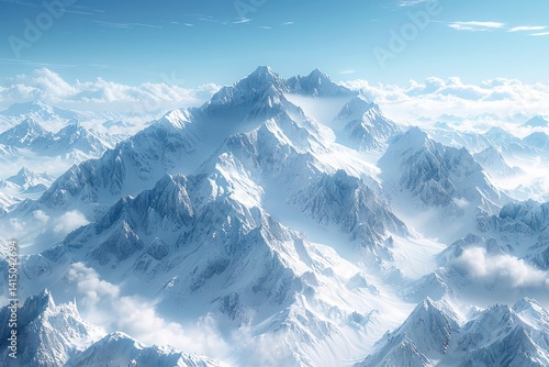Obraz na płótnie breathtaking mountain range with snow-capped peaks under a clear blue sky w salonie