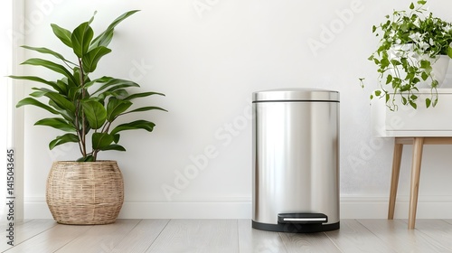 Modern minimalist indoor decor with a potted plant