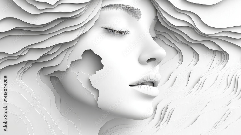Elevating imagination with abstract paper cut design showcasing topographic patterns and serene beauty in a minimalist art style Elevating imagination with abstract paper cut design showcasing topographic patterns and serene beauty in a minimalist art style