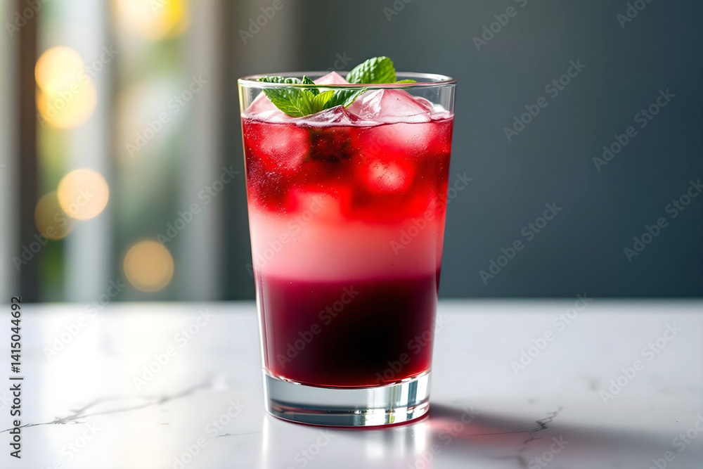 Red Berry Cocktail with Ice and Mint – Fresh Summer Drink Red Berry Cocktail with Ice and Mint – Fresh Summer Drink