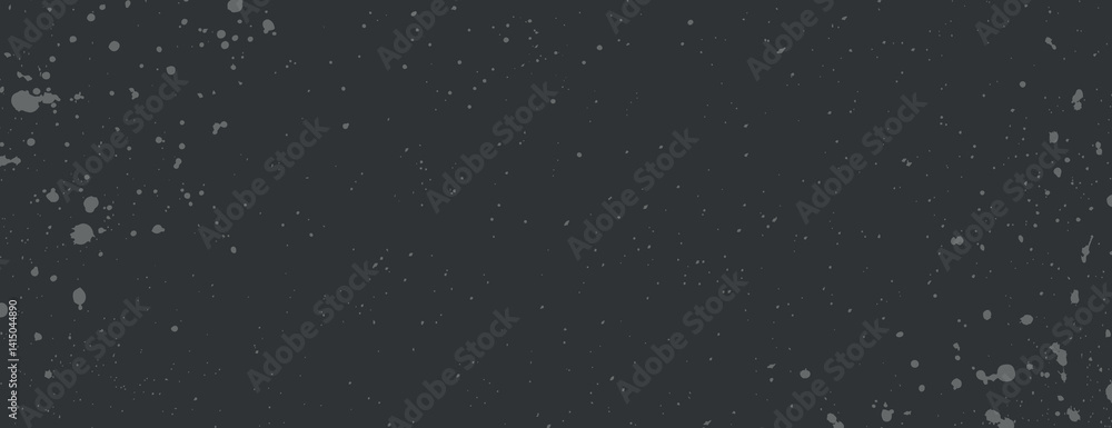 Fototapeta premium Dark gray background with splatter texture. The background is gray with scattered spots, creating a dynamic and artistic style. Aesthetic background vector. Black background.