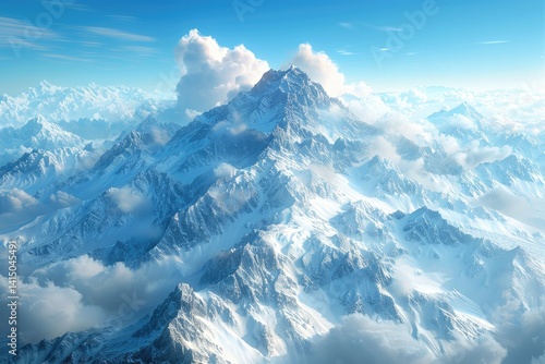 Obraz na płótnie breathtaking mountain range with snow-capped peaks under a clear blue sky w salonie