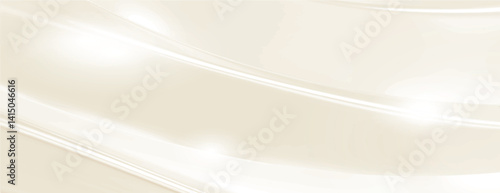 Cream background with a smooth, glossy texture. The background features flowing cream waves, creating a serene and elegant look. Gradient wave background vector. Pastel background.