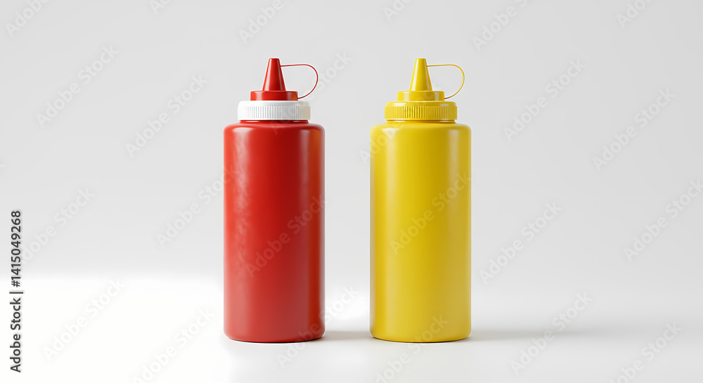 Ketchup and Mustard Bottles Food Condiment Packaging Ketchup and Mustard Bottles Food Condiment Packaging