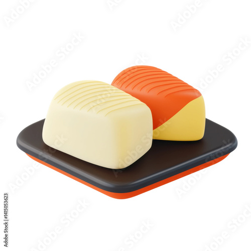 Delicious butter presentation kitchen food photography bright close-up. Isolated on transparent background, png.