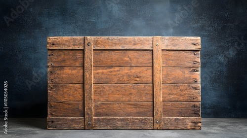 Vintage wooden crate against a dark background