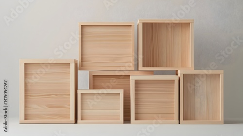 Wallpaper Mural Wooden boxes and shelves in a minimalist arrangement Torontodigital.ca