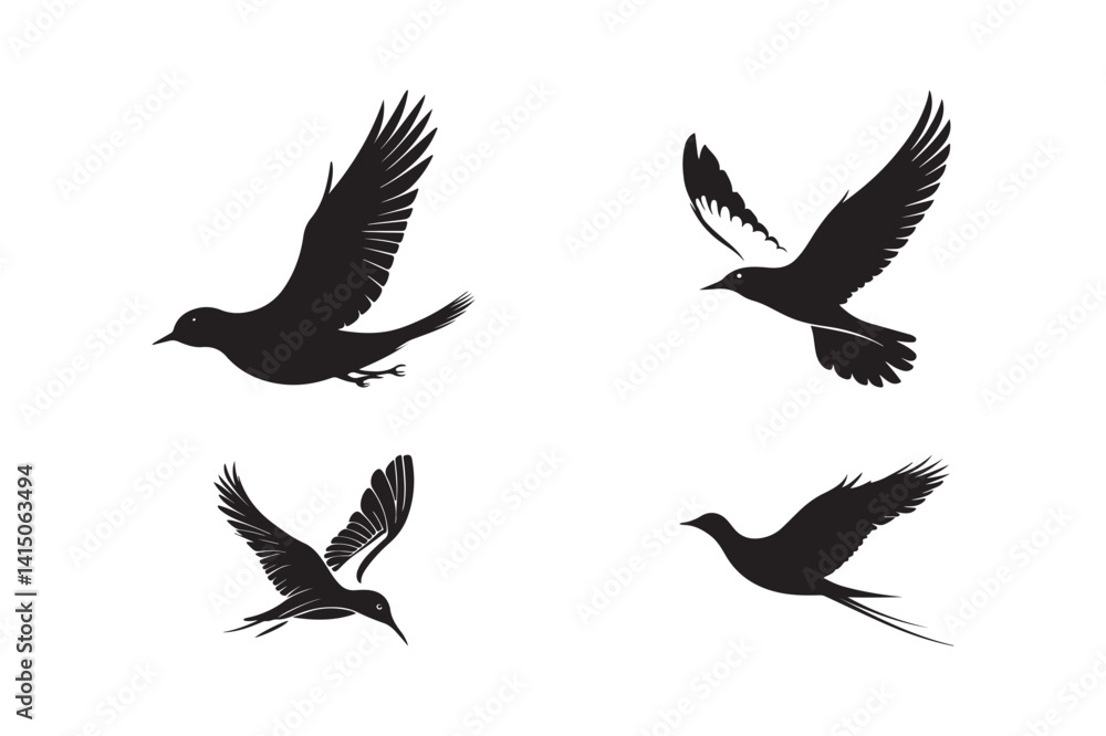 Flying Bird Silhouettes Collection Elegant Avian Vector Illustrations Flying Bird Silhouettes Collection Elegant Avian Vector Illustrations