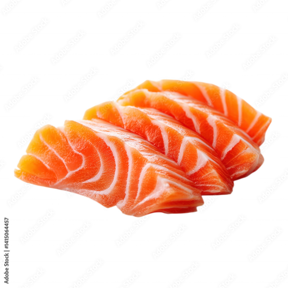 Fresh Raw Salmon Shasimi Fillet Clean Sliceson Transparent Background