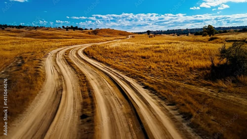 Winding Road: A scenic capture of a winding dirt road meandering through a sun-kissed landscape, suggesting a journey of exploration and adventure, with an endless horizon. Winding Road: A scenic capture of a winding dirt road meandering through a sun-kissed landscape, suggesting a journey of exploration and adventure, with an endless horizon.