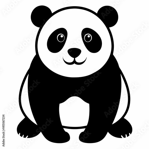 Black Panda Outline Illustration
