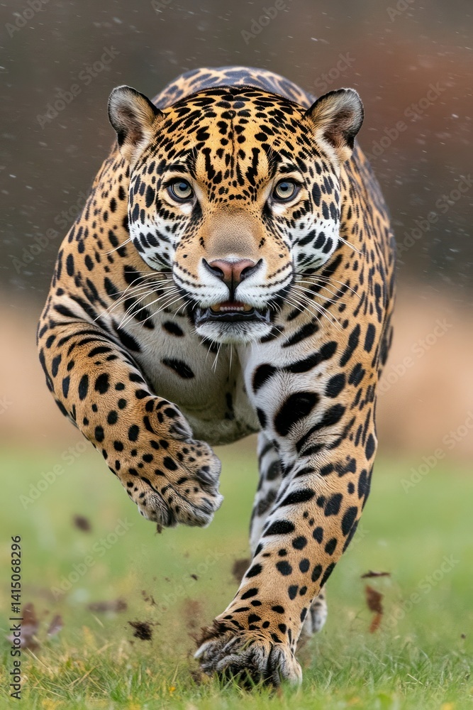 Obraz premium Powerful jaguar in motion