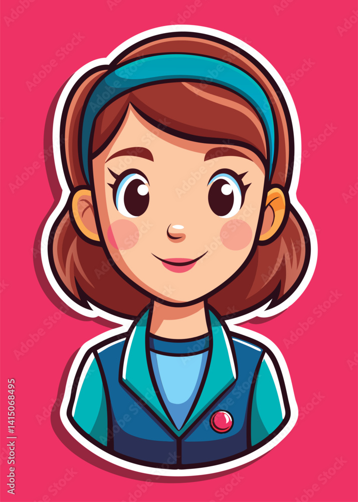 Fototapeta premium Vector illustration of a Friendly girl character portrait.