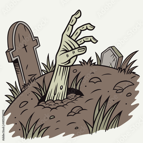 Graveyard Vector Illustration  Haunted Cemetery