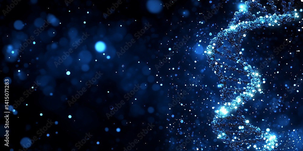 Glowing DNA helix with dark blue. Glowing DNA helix with dark blue.