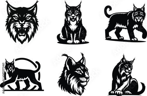 Wild Iberian Lynx Silhouette Bundle Cat for Creatives