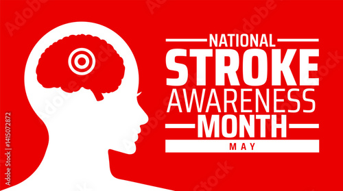 National Stroke Awareness Month background banner or poster design template. observed every year in May. Holiday concept. Use to any Template, card, poster, placard, template.