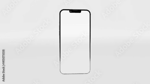 black and white smartphone pixel mobile flipping and rotating template, 3d animated phone model
