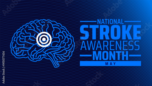 National Stroke Awareness Month background banner or poster design template. observed every year in May. Holiday concept. Use to any Template, card, poster, placard, template.