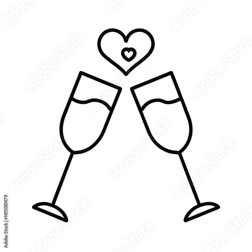 love toast with champagne glasses