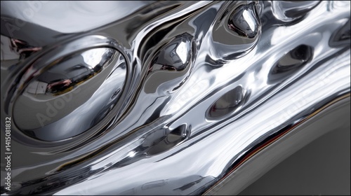 Wallpaper Mural Chrome Sculpture: Abstract Reflections in Liquid Metal Style Torontodigital.ca