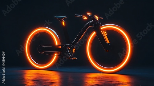 A minimalist bike with a single glowing wheel and a slim, modern frame 