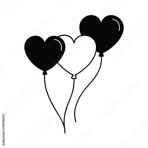 floating heart shaped balloons vector