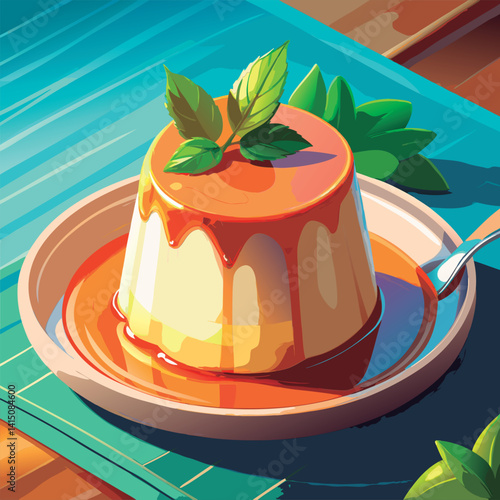 Delicious caramel panna cotta dessert.