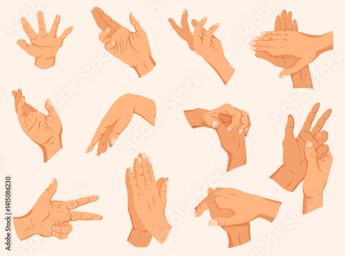 Flat Design Hand Gestures Pack – Communication and Expression
